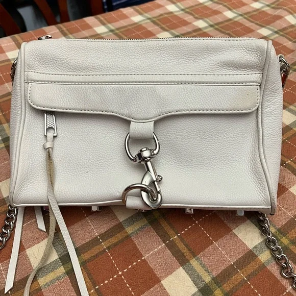 Rebecca Minkoff LARGE Mac Crossbody Bag White/Silver - Picture 2 of 13